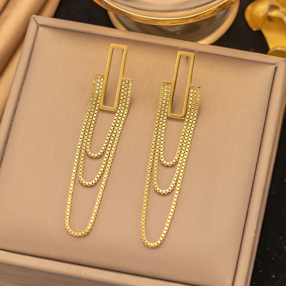 316L Stainless Steel Gold Color Tassel Dangle Earrings For Women Fashion New Holiday Gift Ear Drop  Bijoux