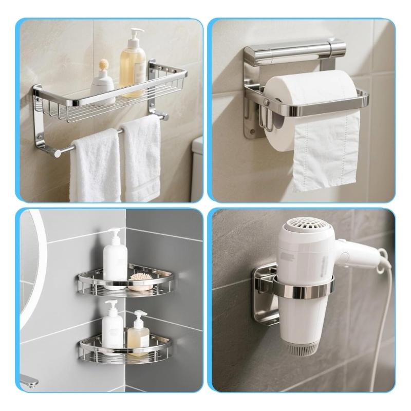Stainless Steel Towel Rack Replacement Parts Set of 15Pcs Universals Bathroom Fixture Installation Accessories