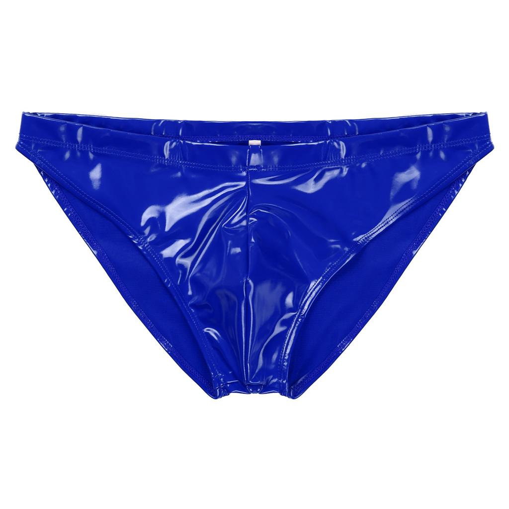 Men Glossy Wet Look Patent Leather Underwear Low Rise Briefs Lingerie Underpants Nightwear
