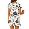 Women's Summer V-Neck Short Sleeved Drawstring With Pocket Floral Print Casual Dress