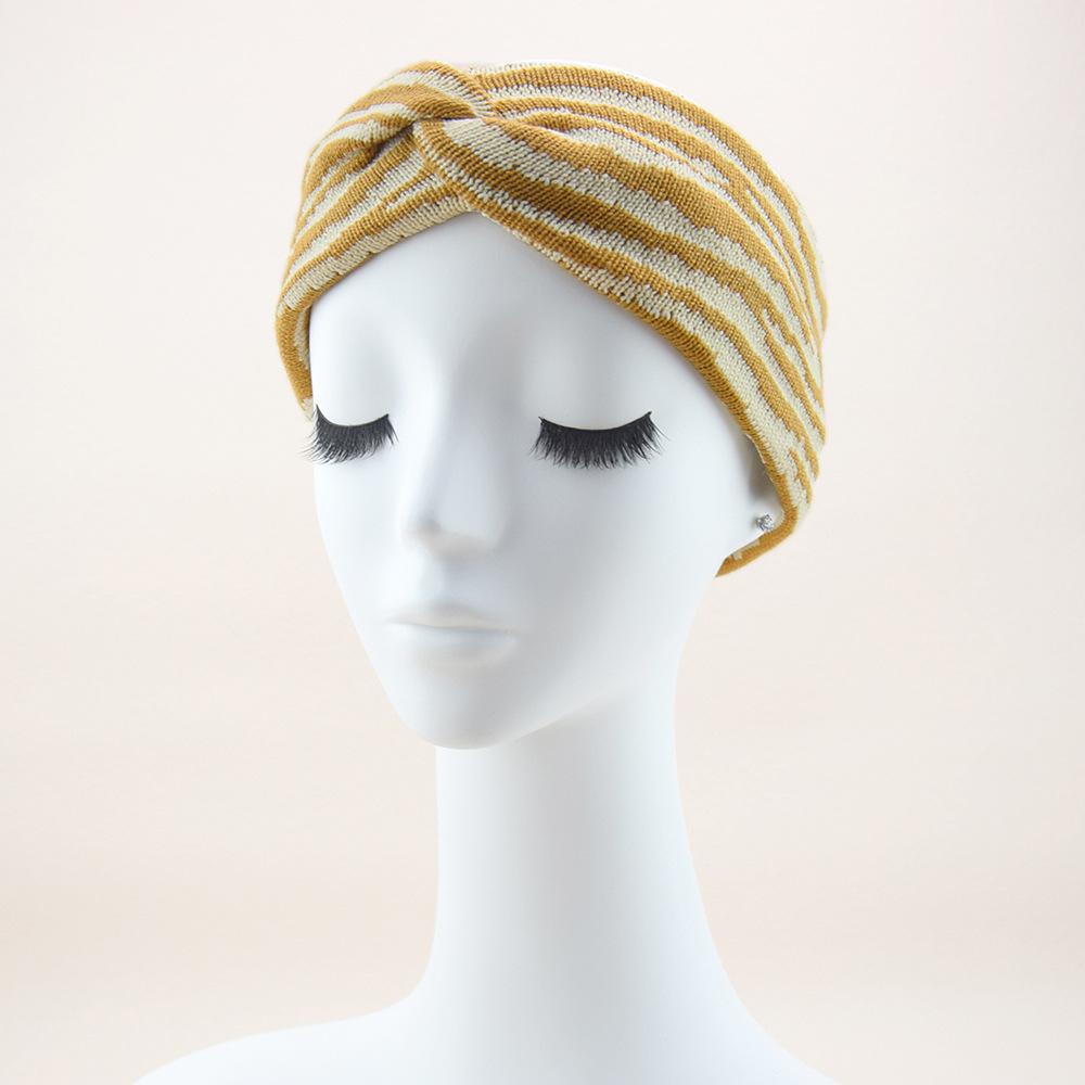 Striped Knit Headband for Women Crochet Ear Warmer Soft Warm Turban Headwrap Stretch Headbands Winter Hair Accessories