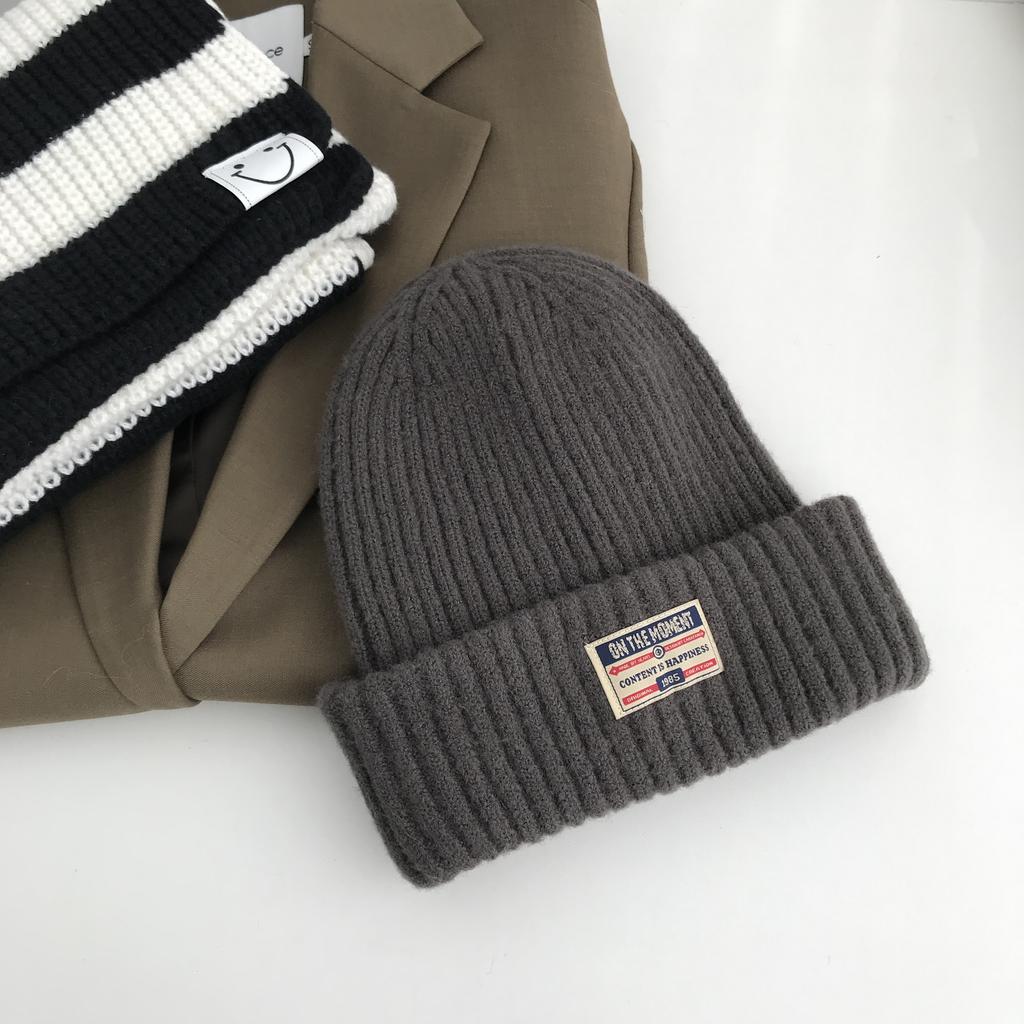 Cloth knitted hats men's and women's autumn new versatile thickened wool hats women's ear protectors cold hats