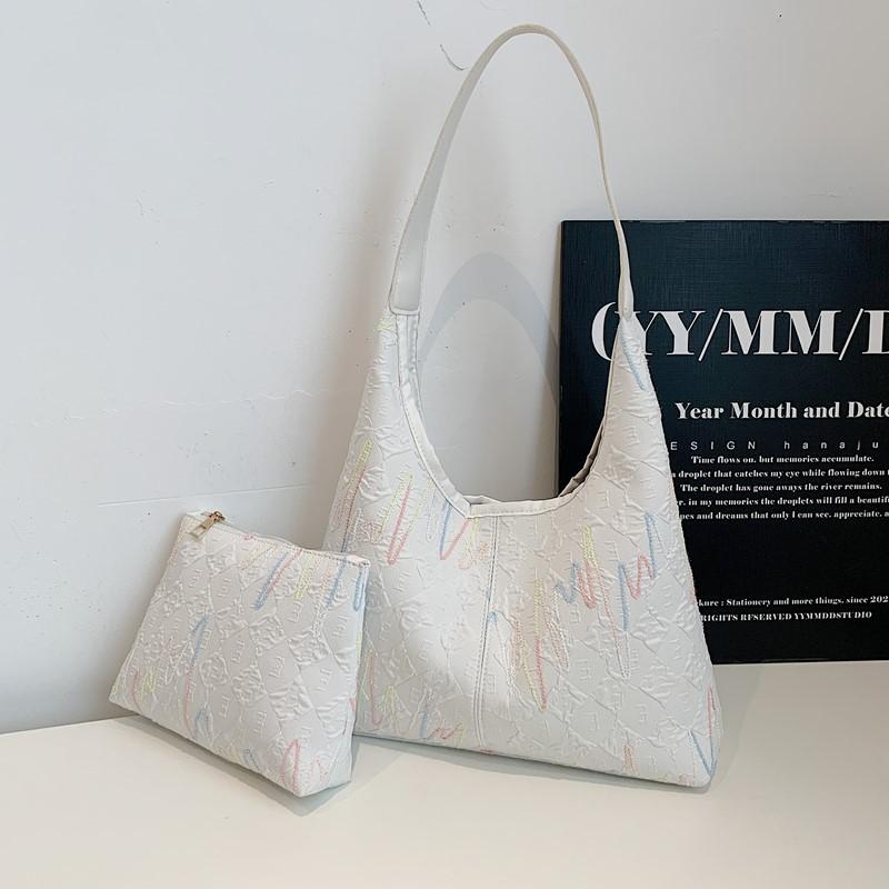 Fashion Casual Trend Summer Sequined Embroidery Thread New Commuter Large Capacity Tote Shoulder Bag Women