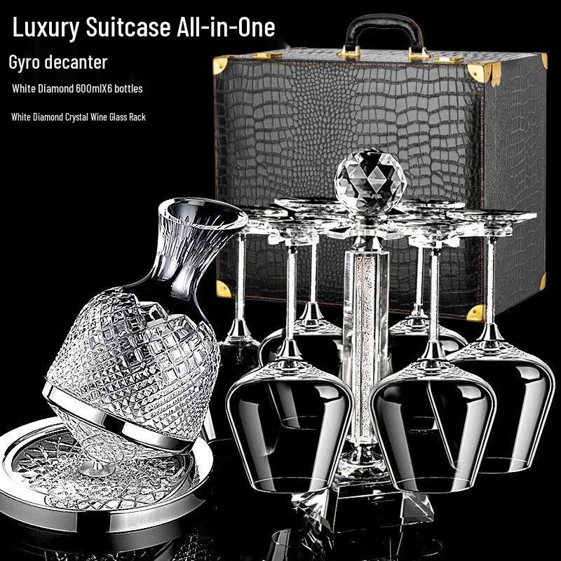 Luxury Crystal Wine Set with Diamond Glasses & Decanter