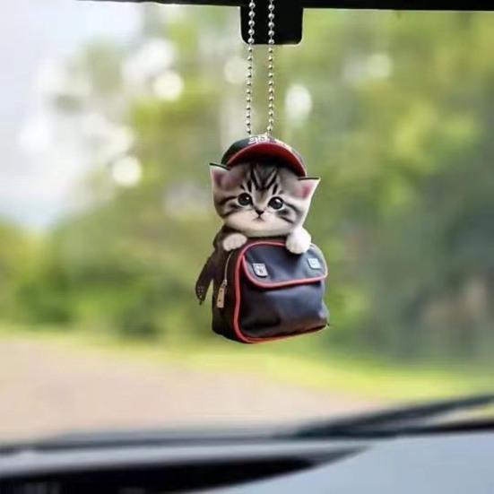 Car Pendant Lightweight Portable Cat Dog Design Hanging Pendant 2D Acrylic Charm Keychain Keys Backpacks Handbags Accessories