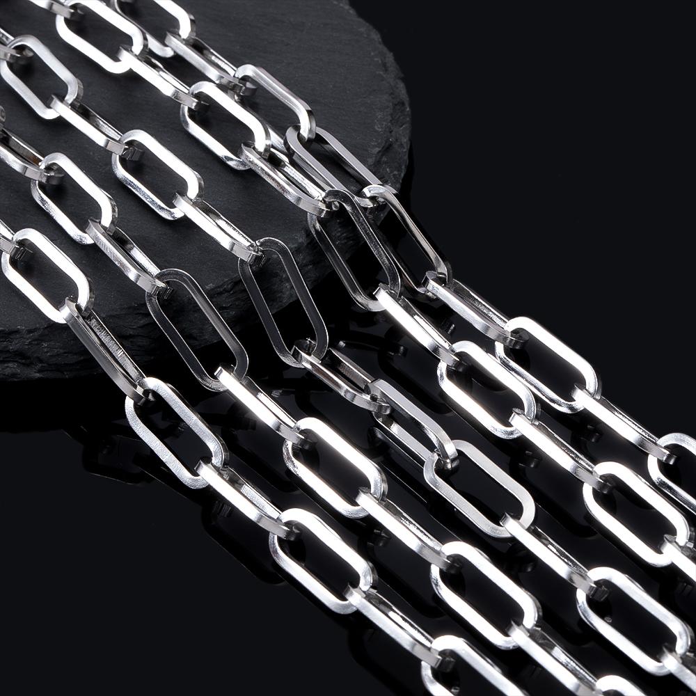 1M Stainless Steel Flat Square Frame Link Chains DIY Men Heavy Chunky Hip Hop Style Jewelry Making Necklace Bracelet Bag Chain