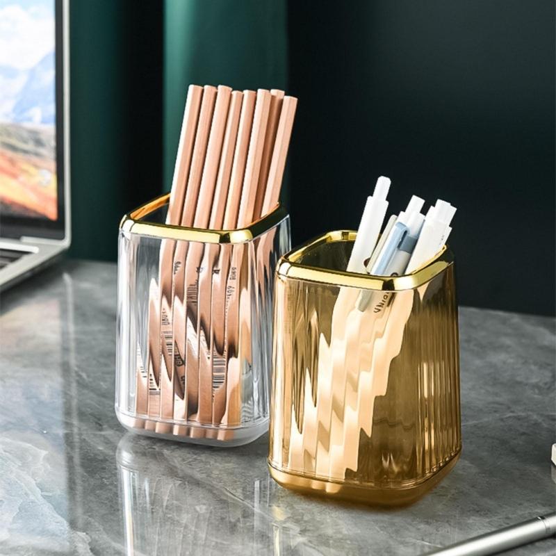Makeup Brush Holder Organizer Make Up Brush Cup Pencil Holder Mini Striped Vase
