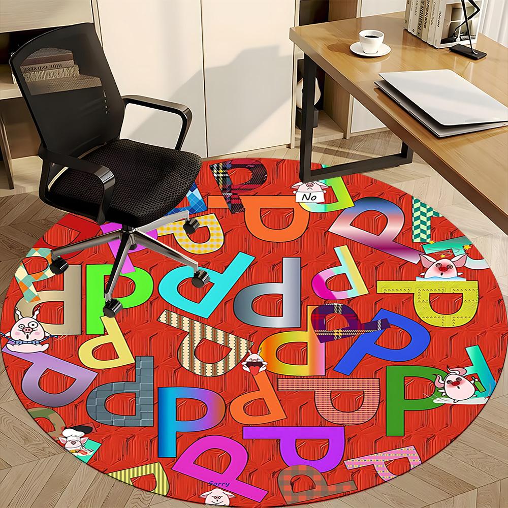 1pc Doodle Alphabet Chair Carpet for Office Non Slip, Machine Washable Rug for Office, Room Holiday Decor for Christmas, Birthday Polyester