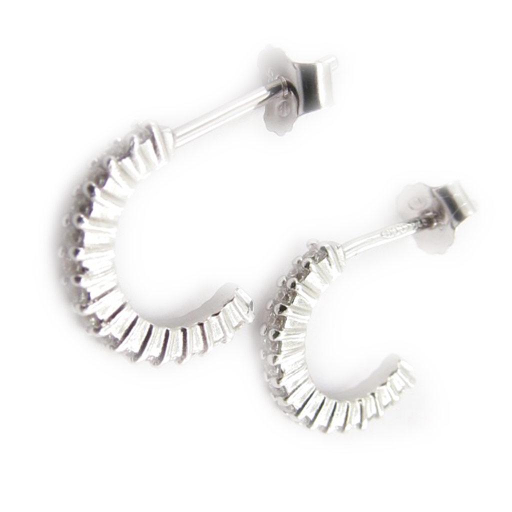 Les Trésors De Lily [J9584] - Silver Half Hoop Earrings 'Déesse' Silver White (rhodium-plated) - 12 Mm 1. 5 Mm