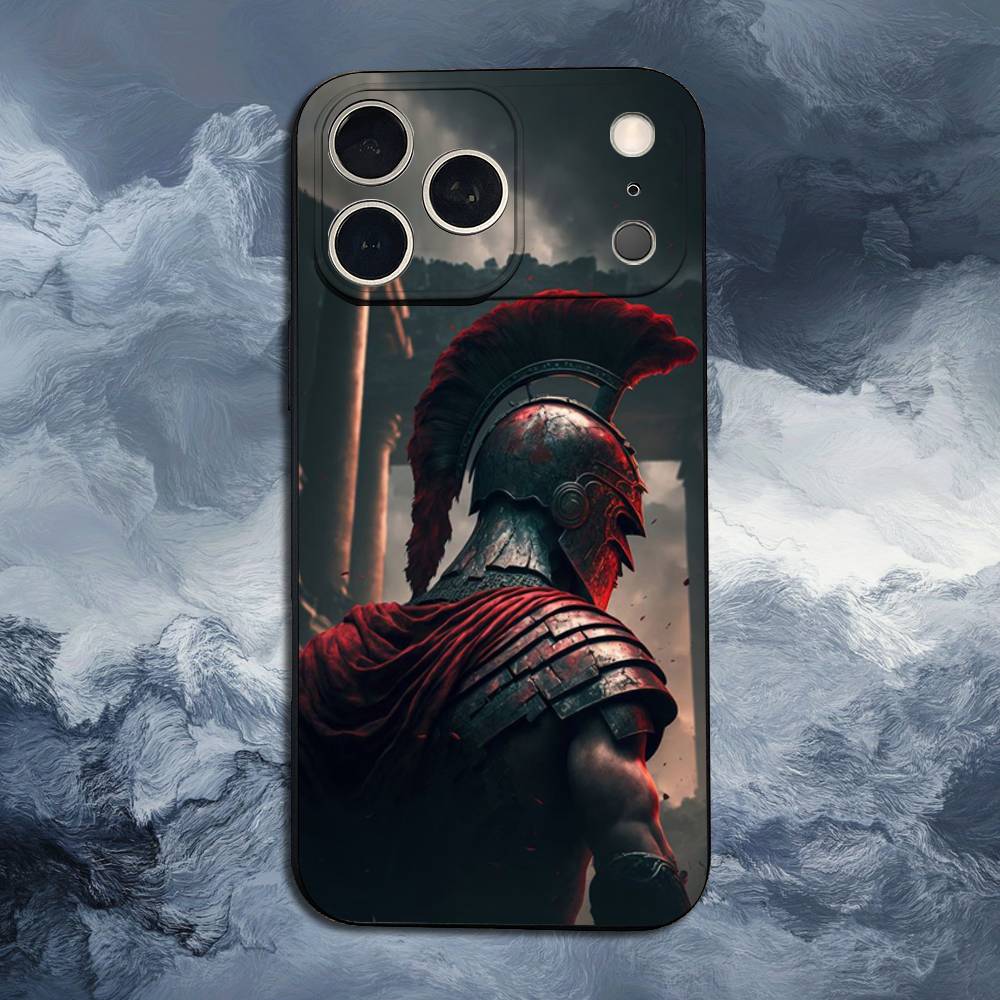 Spartan Warriors Phone Case For iPhone 17,16,15,14,13,12,11,Plus,Pro Max,XS,X,XR,SE,Mini,8,7,Soft Silicone Black