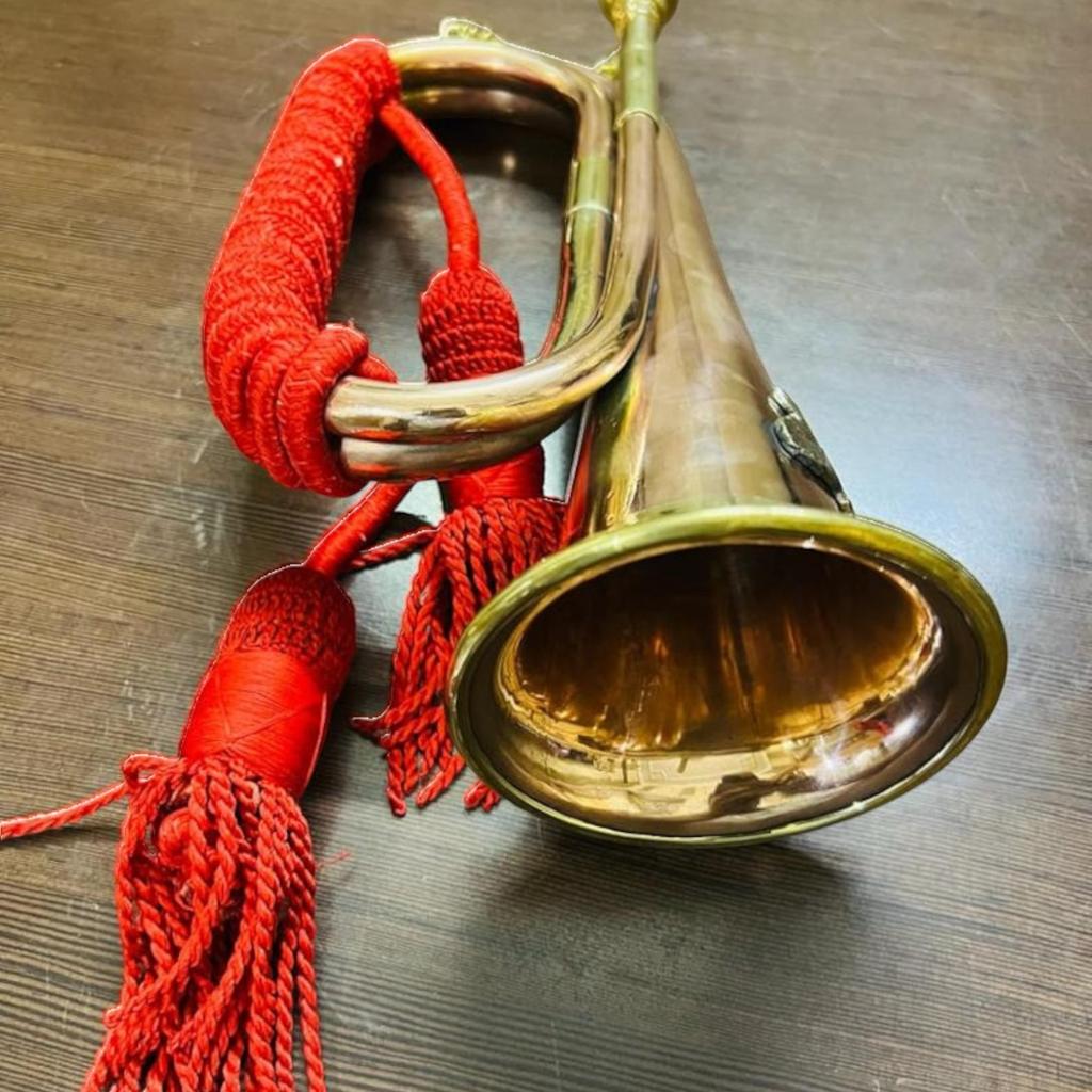 Vintage-Inspired 12-Inch Copper & Brass Bugle - Australian Military Forces Batch with Silk Rope Tassel