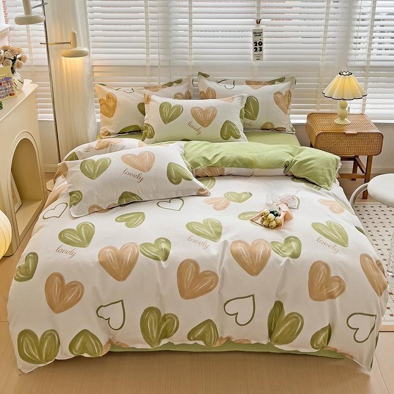 Ins Style Korean Bedding Set Breathable 3/4pcs Bed Sheets Set Quilt Covers Solid Duvet Covers for Home School Fundas Nórdicas