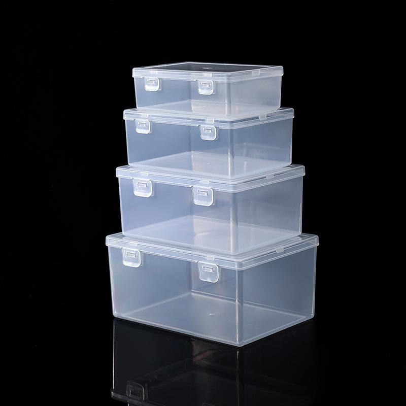 Transparent Rectangular Plastic Lock Empty Box, Sample Box, Spare Parts Packaging Box, Tool Mask Storage Box