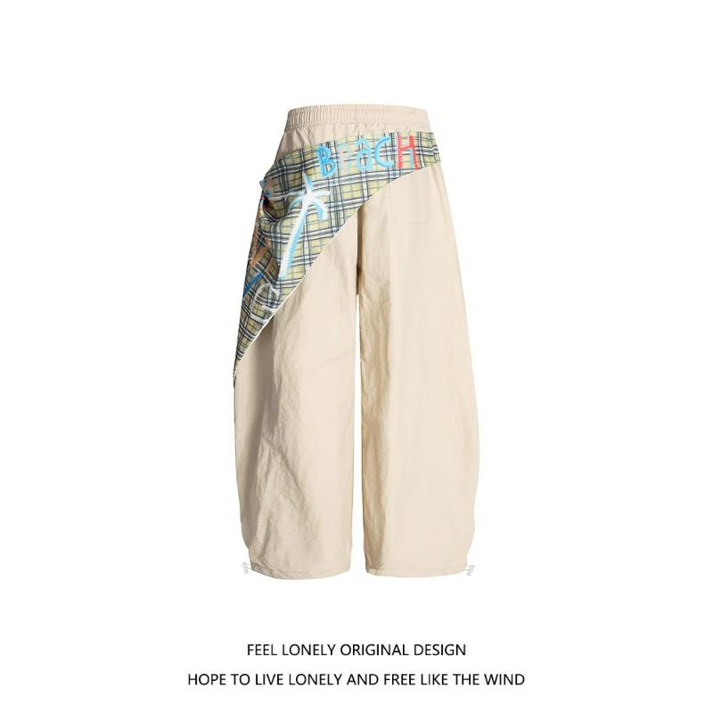 Retro design tooling paratrooper pants for men and women, summer new loose pleated wide-leg trousers