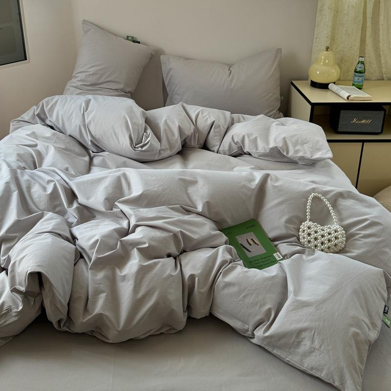 Class A Maternal And Infant Grade Ultra-Soft Double-Color Washed Cotton 4Pcs Set, Bed Sheet Quilt Cover, Student Dormitory 3Pcs Set, Bed Hat Factory