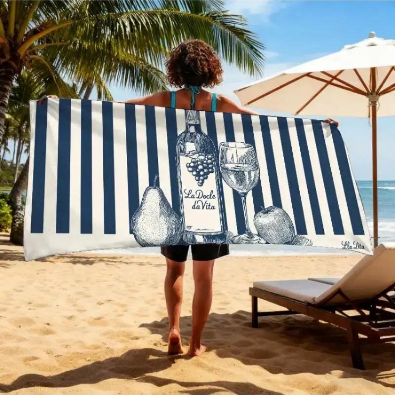 

A Themed Beach Towel for a Champagne Tasting Night, Featuring a Vintage Party Design. It S Soft, Absorbent, And Quick-Drying W30*H60(CM)