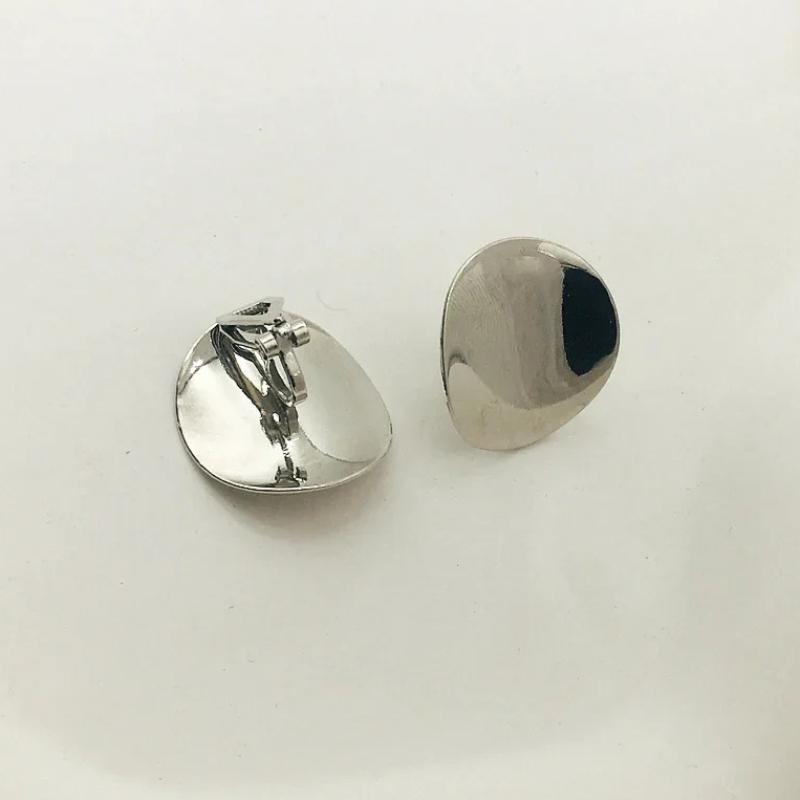 3.5cm Gold Plated Exaggerated Striped Round Clip On Earrings For Women Party Temperament Jewelry