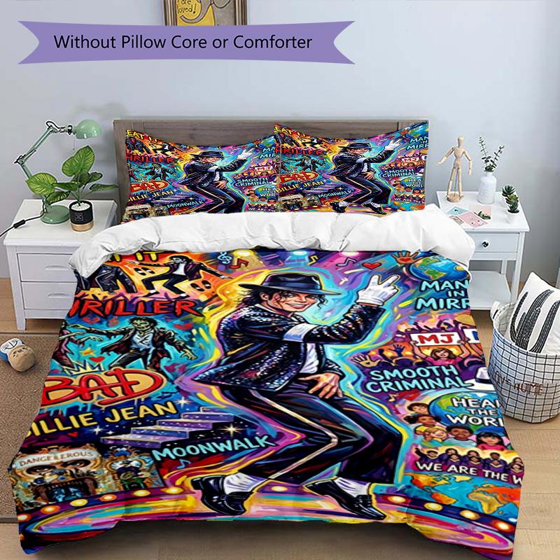 3pcs Duvet Cover Set (1*Duvet Cover + 2*Pillowcase, Without Core), Michael Jackson Print Bedding Set, Bedroom Decor, All‑Season, Birthday Gift