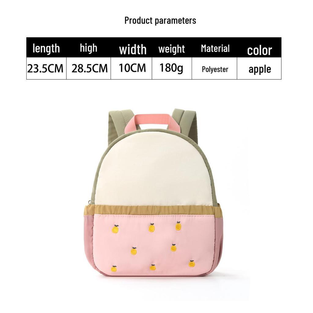 Colorful Cute Apple Embroidery Kid's Backpack: Mini Travel Kindergarten Bag