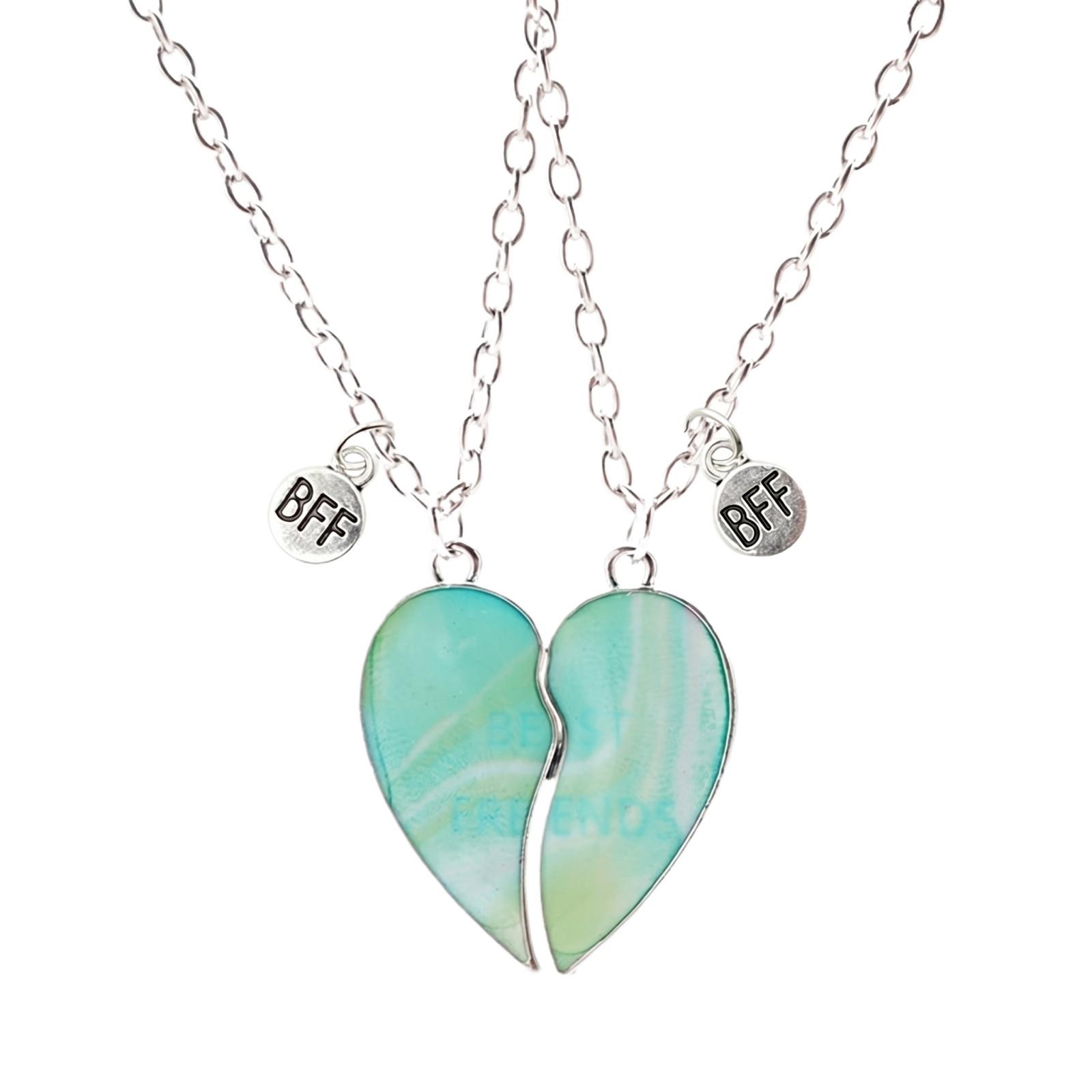 

Heartbreak Alloy Heart-Shaped Magnetic Attracting Necklace One Size срібний