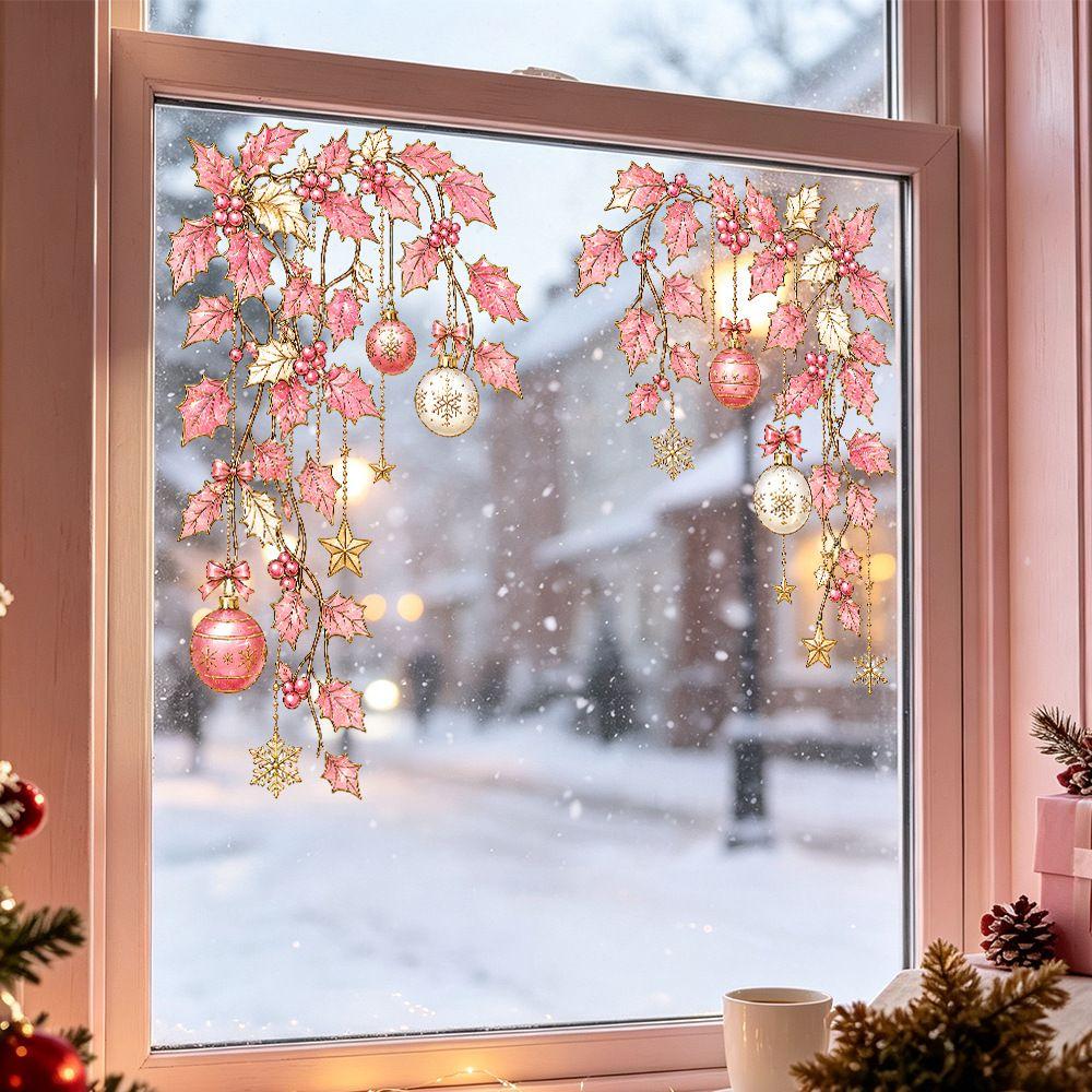 Multicolor Christmas Window Sticker Leaves Flower Vine Christmas Glass Stickers Party Supplies