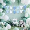 Blue Gingham Baby Shower Banner, Bodysuit Paper Garland with Clothesline, Boy or Girl Banner Baby Shower Decoration