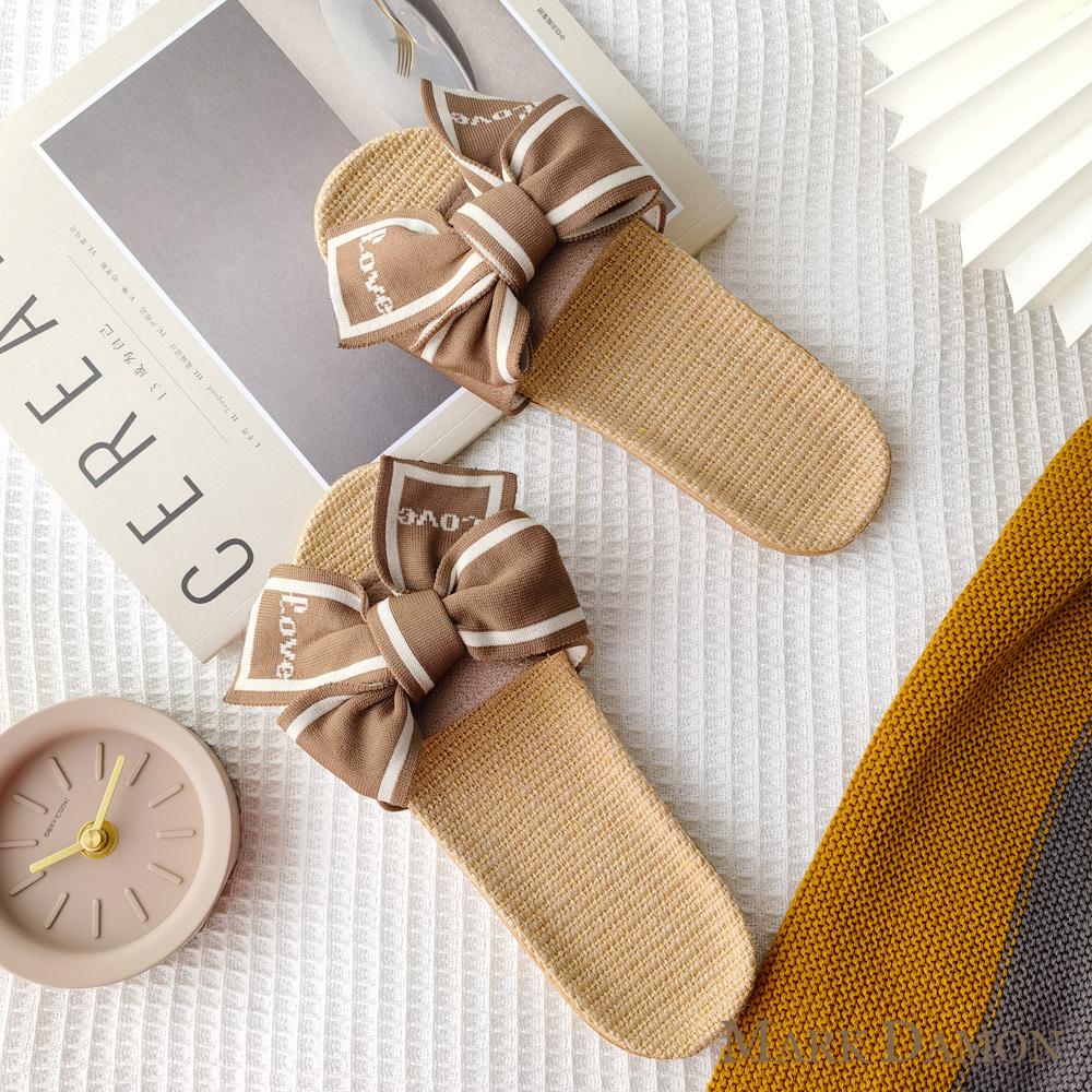 Damen Sommer Leinen Schleife Hausschuhe - Vielseitige Indoor & Outdoor Weichsohle 2025 Edition