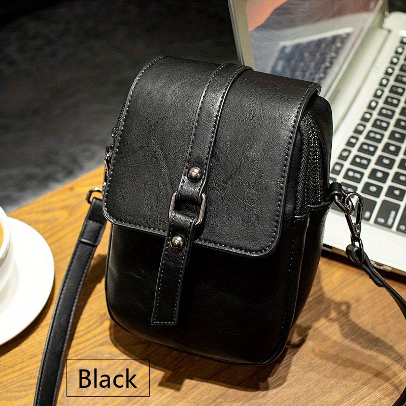 

Винтажная шикарная сумка через плечо для женщин - стильный кошелек для монет, легкая однотонная сумочка для работы, повседневной жизни и путешествий чёрный