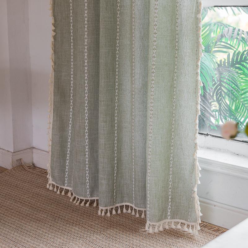 Curtain Finished Orange Multi-Striped Lines Contrasting Color Kitchen Curtain Semi-Blackout Floating Curtain