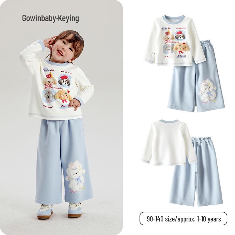 

2025 Autumn Casual Baby Girl Cartoon Two-Piece Set 140cm