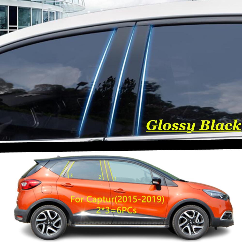 

Автомобильные наклейки на стойки кузова из ТПУ/глянцевого зеркала, аксессуары, 6 шт. Для Renault Captur Kaptur 2015 2016- Black Captur