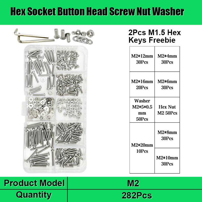 

Комплект болтов и гаек с шестигранной головкой M2 M3 M4 M5 M6 из нержавеющей стали A2 304 с круглой цилиндрической головкой и шестигранным ключом