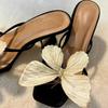 Fashion Fashion Sandals Summer New Square Head Shallow Mouth Open Toe Suede Butterfly with A Slip-on Wear-resistant High Heels