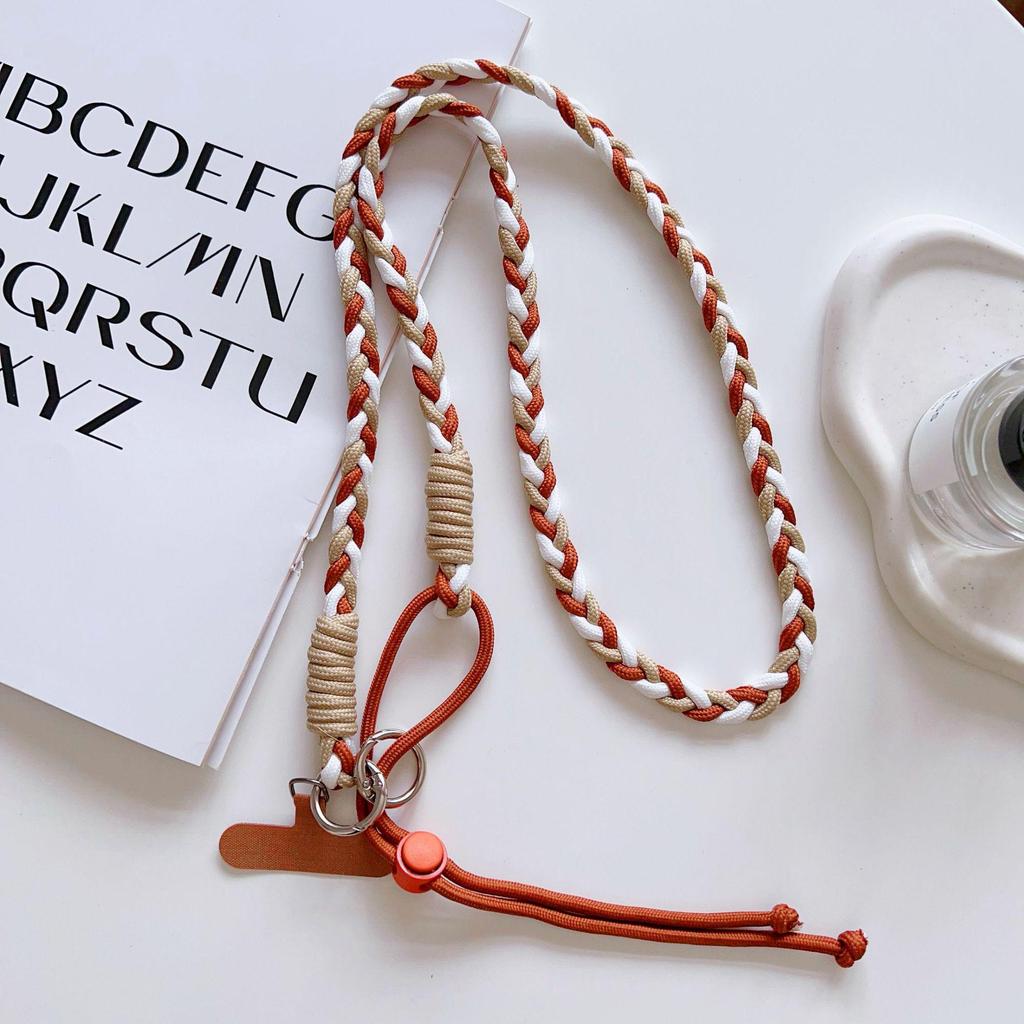 Adjustable Colorful Braided Cross-Body Lanyard with Knot for Phone or Water Bottle