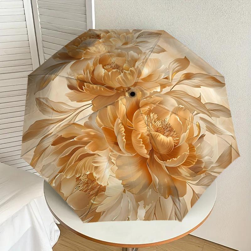 1 Stück Regenschirm mit Blumenmuster - 8 Speichen verstärkt, Automatik-Öffnung, Leicht & Langlebig, Niedliches Modeaccessoire für Draußen - T204