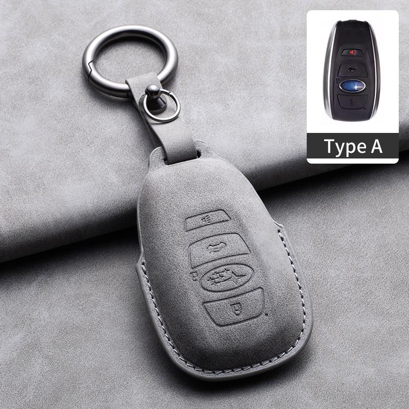 Leather Car Remote Key Case Cover for Subaru BRZ Forester Legacy Outback WRX STI Impreza XV Crosstrek Protector Fob Keychain