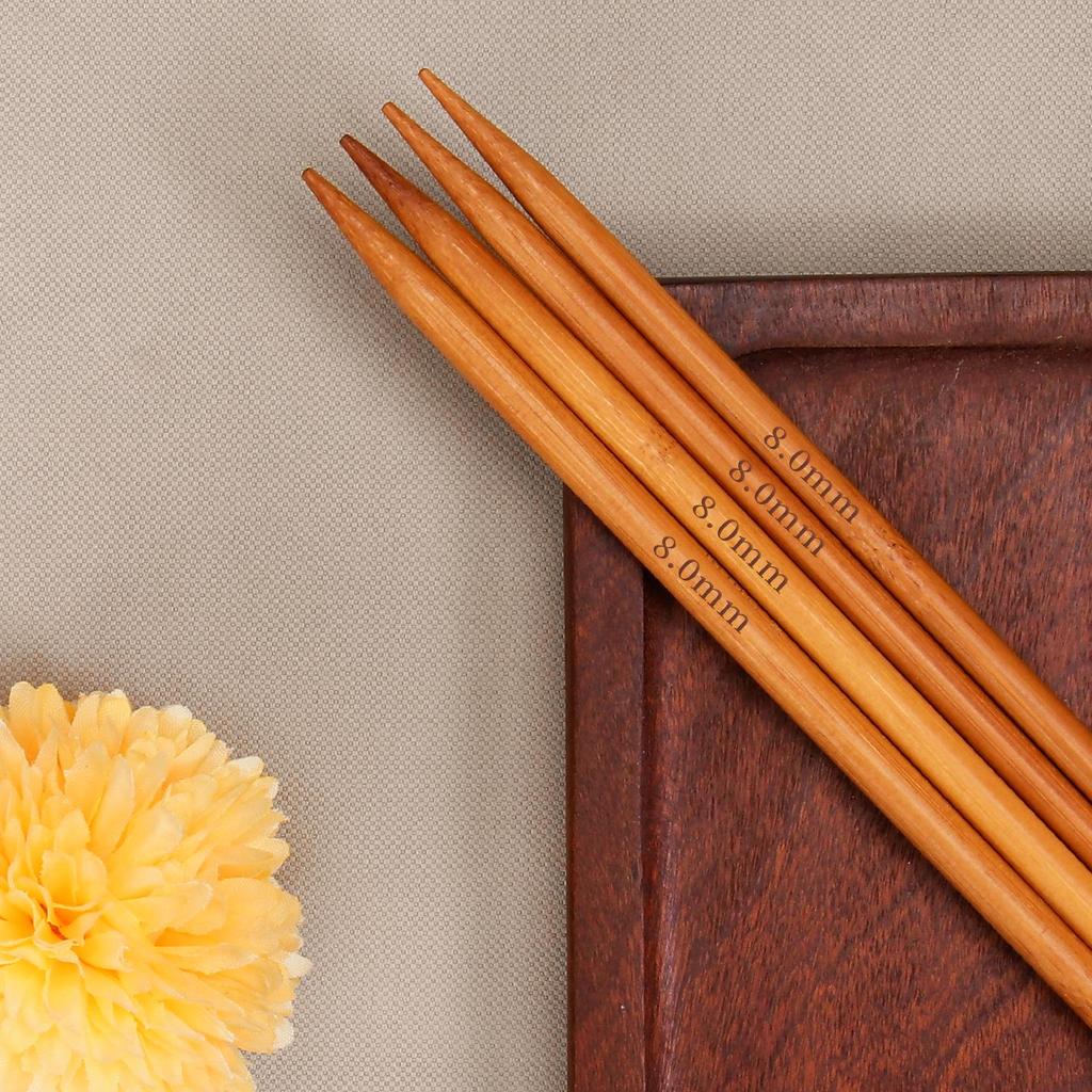 Bambus Stricknadeln Set - Gerade Handgefertigte Werkzeuge zum Stricken von Schals & Puppen