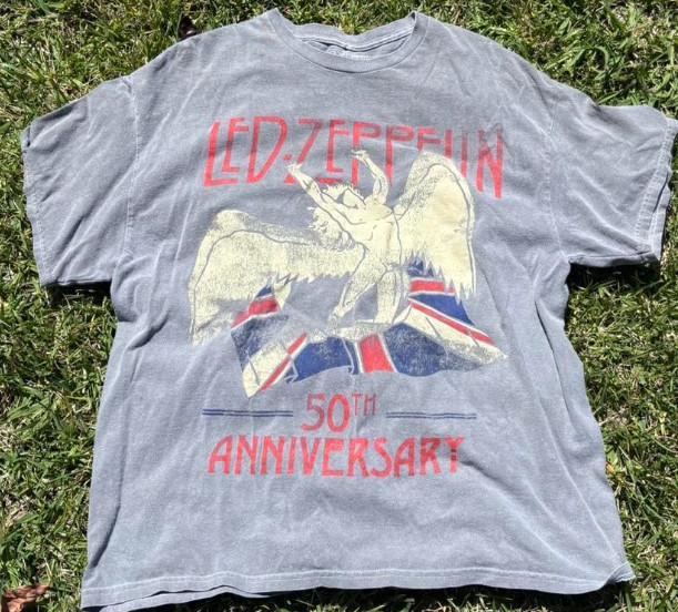 Vintage style Led Zeppelin rock tour concert short sleeve charcoal shirt KV38198 Unisex T-Shirt S