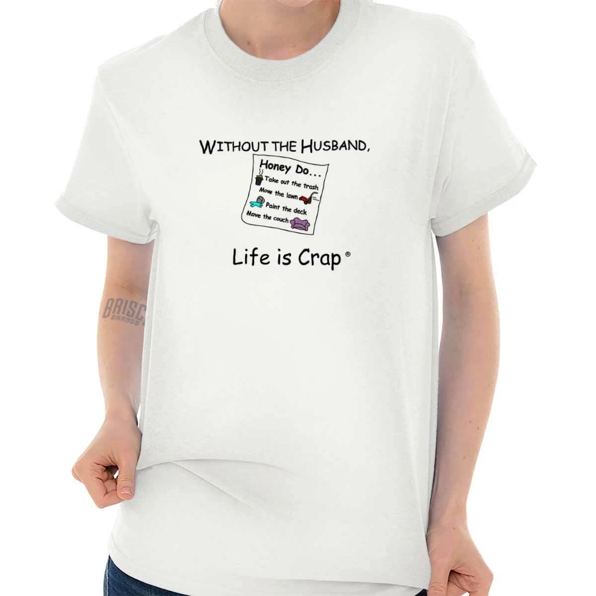 Life is Crap Funny Single Divorced Break Up Womens Graphic Crewneck T Shirt Tee XL