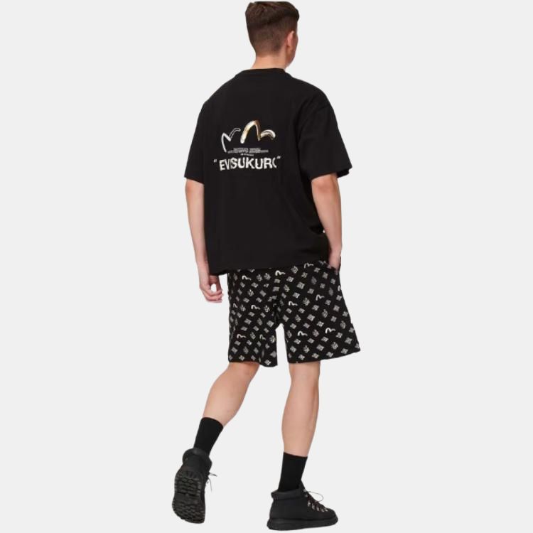 Evisu Straight Fit T Shirt Men's Black Gift Recommendation 2ESGNM1TS566BZ