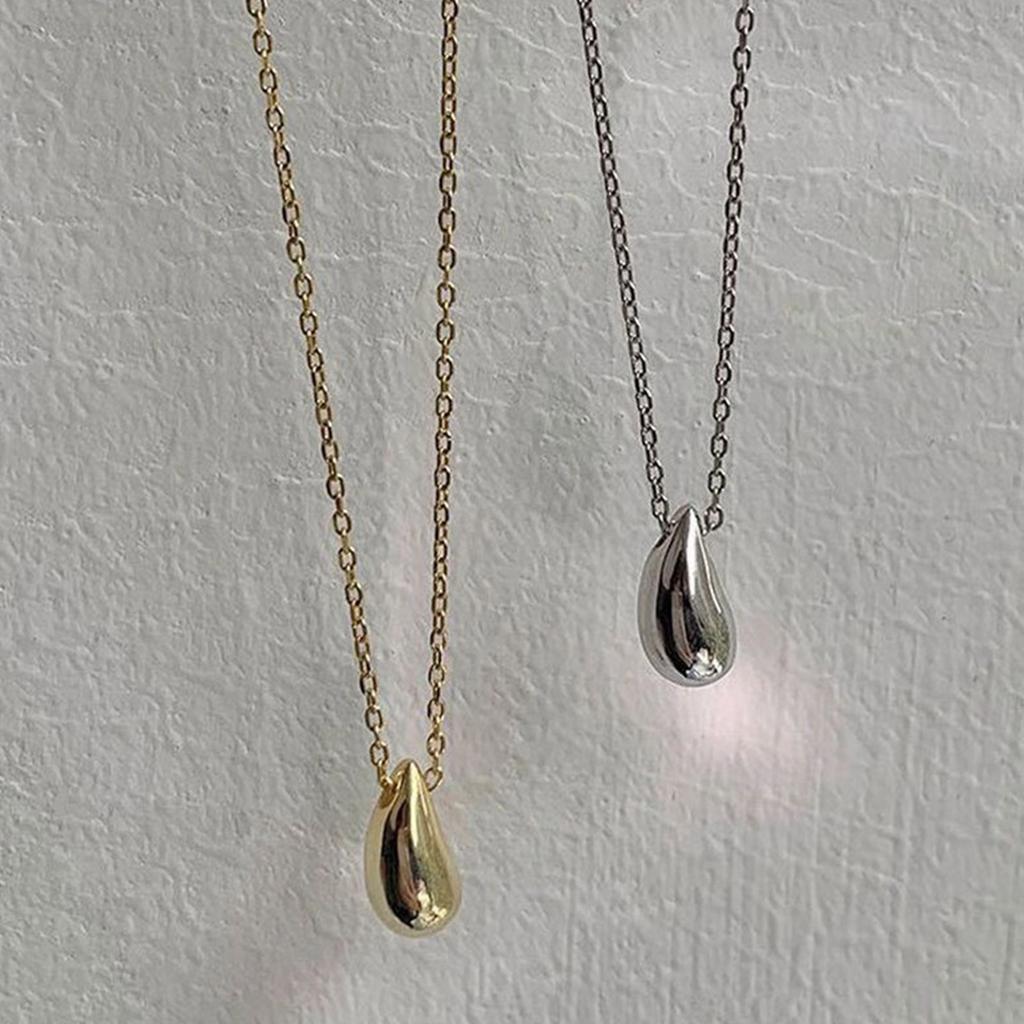 Women Necklace Gold or Silver Plated Waterdrop Pendant Jewelry Gift for Girls and Ladies 40+5cm Chain Length