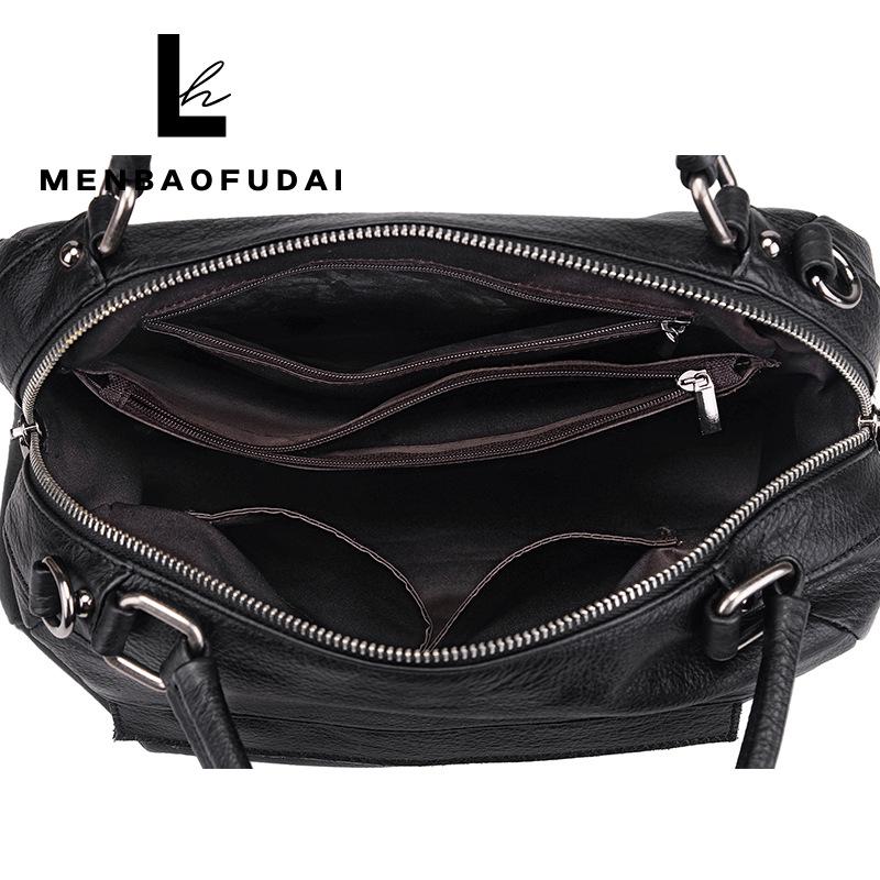 European & American Style Large Capacity Women's Soft Cowhide Handbag - Autumn/Winter Simple Fashion Shoulder Bag