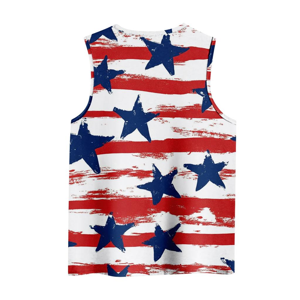 Dámská ležérní vesta s kulatým výstřihem a potiskem bez rukávů