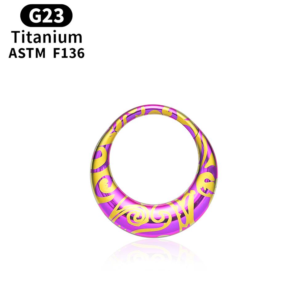 ASTM F136 Titanium Anodizing 16G Septum Hoop Ring Hinged Segment Nose Clicker Tragus Helix Daith Earring Piercing Zircon