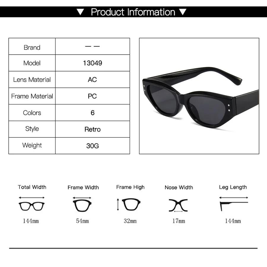 Retro Cat Eye Sunglasses Women Vintage Small Eyewear Women Men Rivet Sun Glasses Female Luxury Brand Eyewear UV400