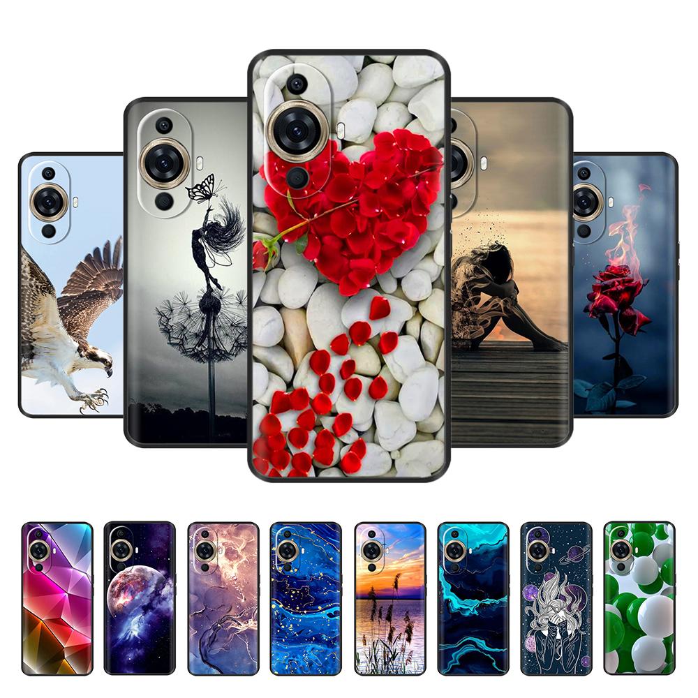 For Huawei Nova 11 Case Cute Heart Flower Painted Cover Silicone Phone Case For Huawei Nova 11i Nova11 Pro Nova 11 Ultra Bumper