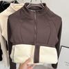 Women Sports Fleece-lined and thickened Jacket Zip Fitness Yoga Shirt Workout Running Coat Warm Gym Long Sleeve Top