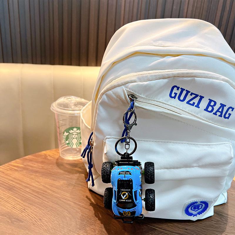 Mini Pull-Back Cartoon Car Keychain Pendant - Trendy Cool Toy Ornament & Claw Machine Gift