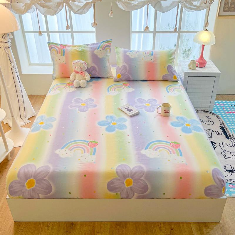 Soft Bonenjoy Fitted Sheet Printed Bed Cover Breathable Mattress Protector Bed Linen Pillowcase Need Order