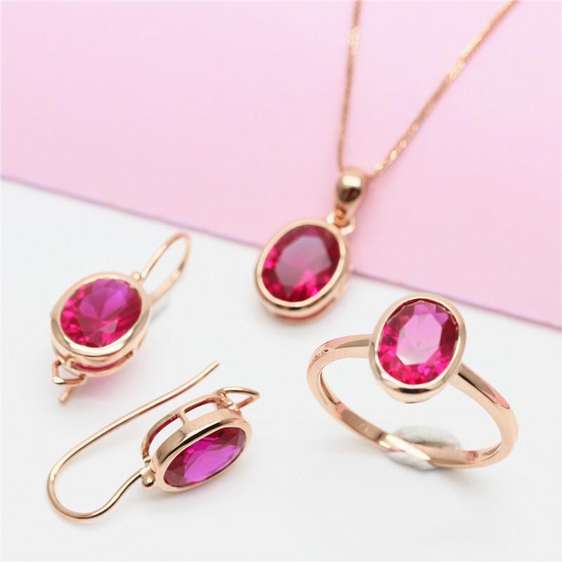 Exquisite Purple Gold-Plated Rose Gold Inlaid Redstone Pendant, Female Simple Temperament, Light Luxury Fashion Classic Colored Gold Necklace